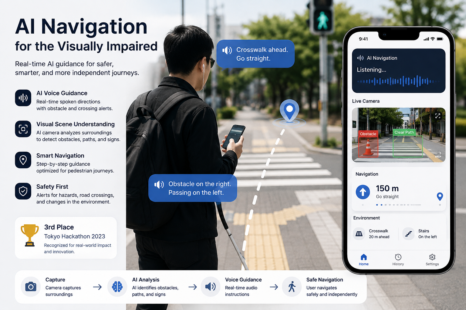 Screenshot of SightPath AI Navigation for the Visually Impaired
